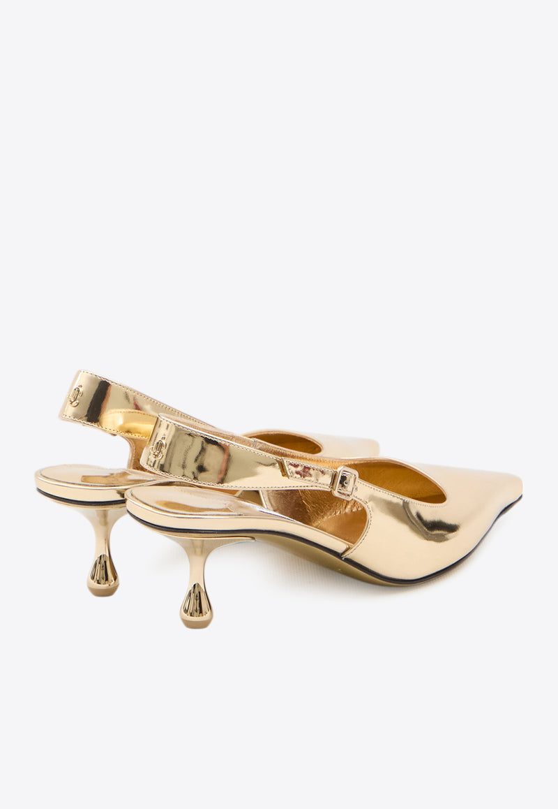 Jimmy Choo Amel 50 Metallic Leather Slingback Pumps Gold AMEL50-QUI-GOLD