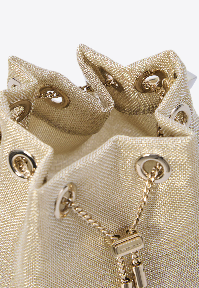 Jimmy Choo Mini Bon Bon Metallic Mesh Bucket Bag Beige BONBON-WGJ-CHAMPAGNE