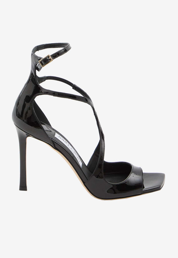 Jimmy Choo Azia 95 Patent Leather Sandals Black AZIA95-PAT-BLACK