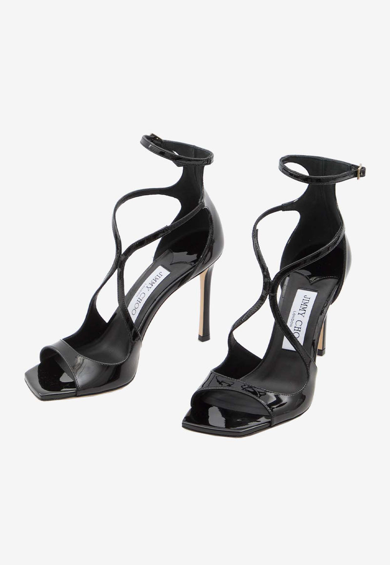 Jimmy Choo Azia 95 Patent Leather Sandals Black AZIA95-PAT-BLACK