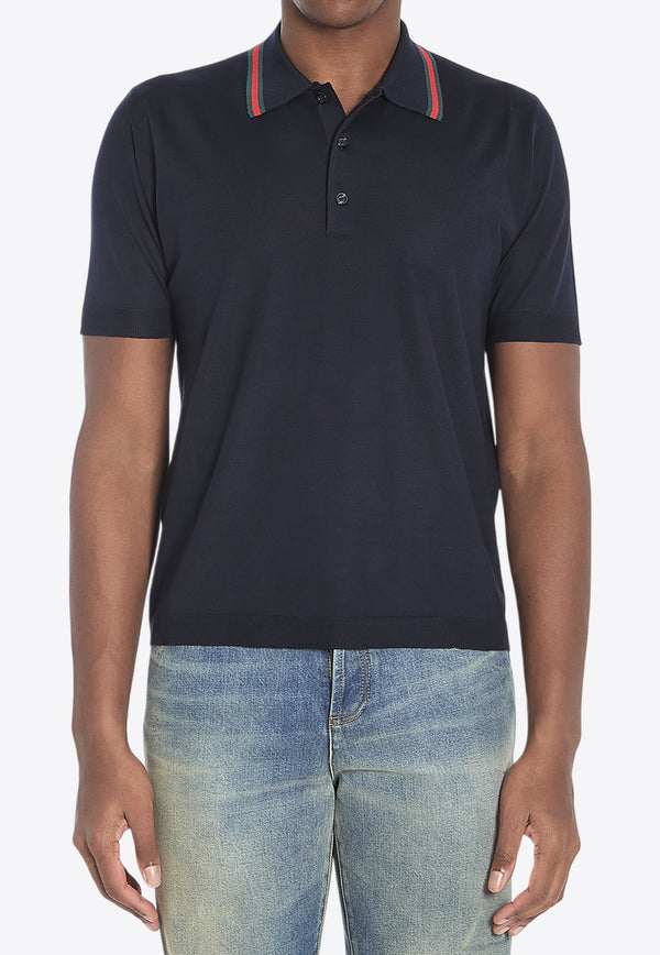 Gucci Web Motif Polo T-shirt Navy 819225-XKEJ2-4060