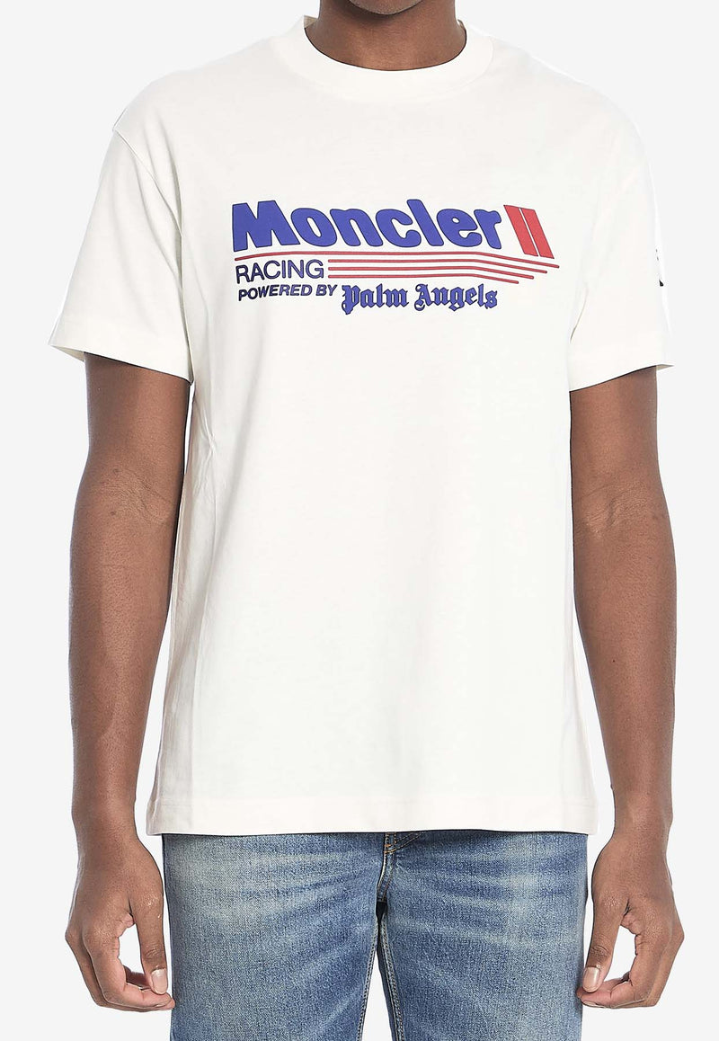 Moncler X Palm Angels Racing Logo Crewneck T-shirt White 8C0003-89AKK-031