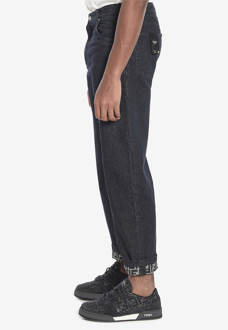 Fendi FF Motif Straight Jeans Black FLP285-ATK3-F0QA1