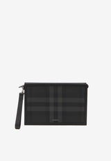 Burberry Signature Check Zip-Up Pouch Bag Black 8070205--A1208