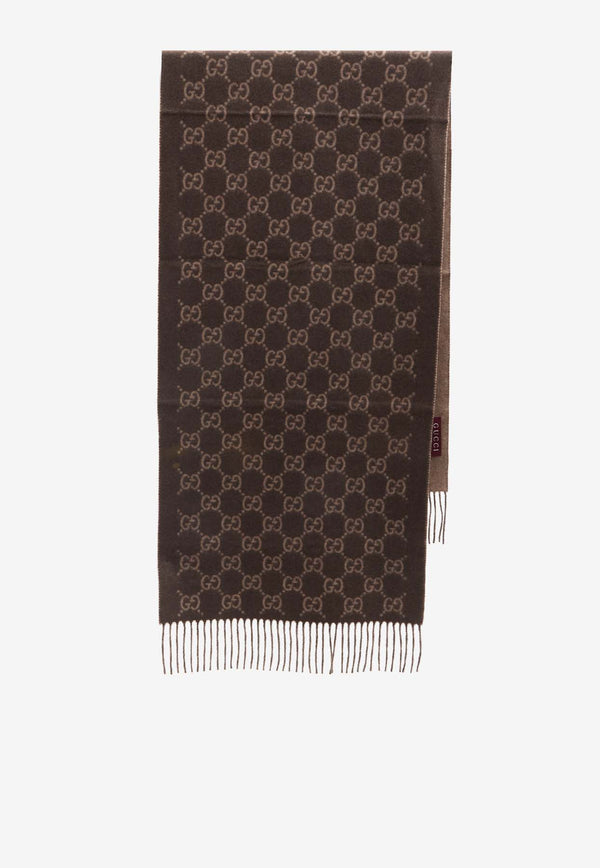 Gucci Cashmere Fringed Scarf Brown 812317-4GABX-2579