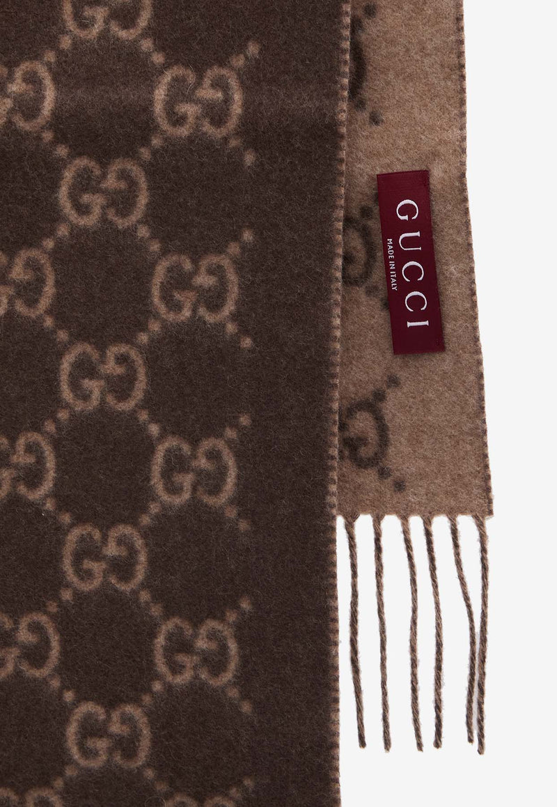 Gucci Cashmere Fringed Scarf Brown 812317-4GABX-2579