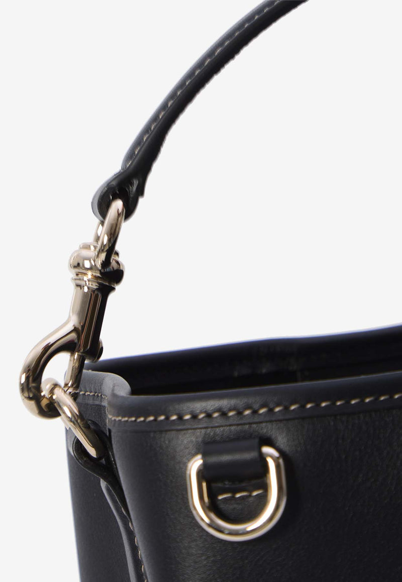 Gucci Mini GG Emblem Leather Bucket Bag Black 815118-AAEC2-1000