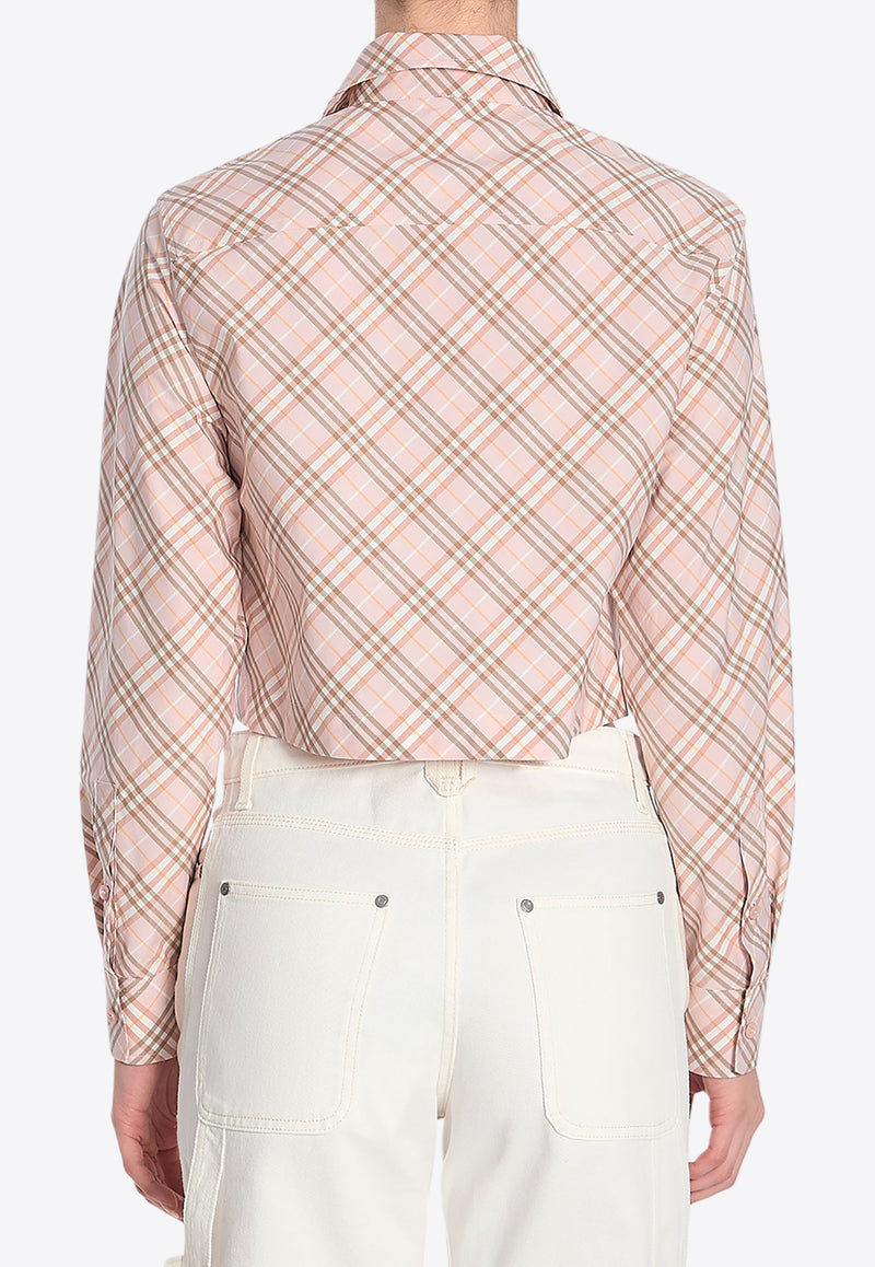 Burberry Embroidered Logo Cropped Check Shirt Beige 8101126--C2143