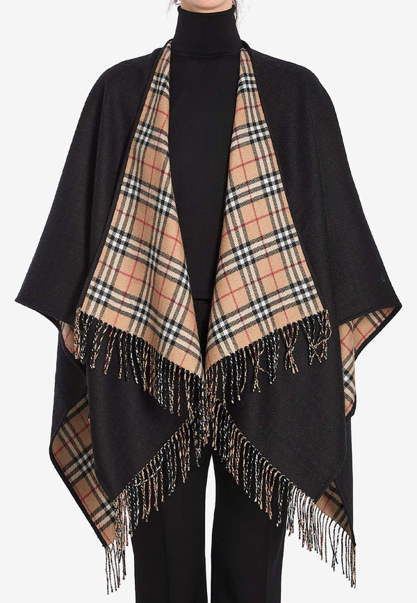 Burberry Wool Reversible Check Cape Black 8077897--A1189