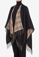 Burberry Wool Reversible Check Cape Black 8077897--A1189