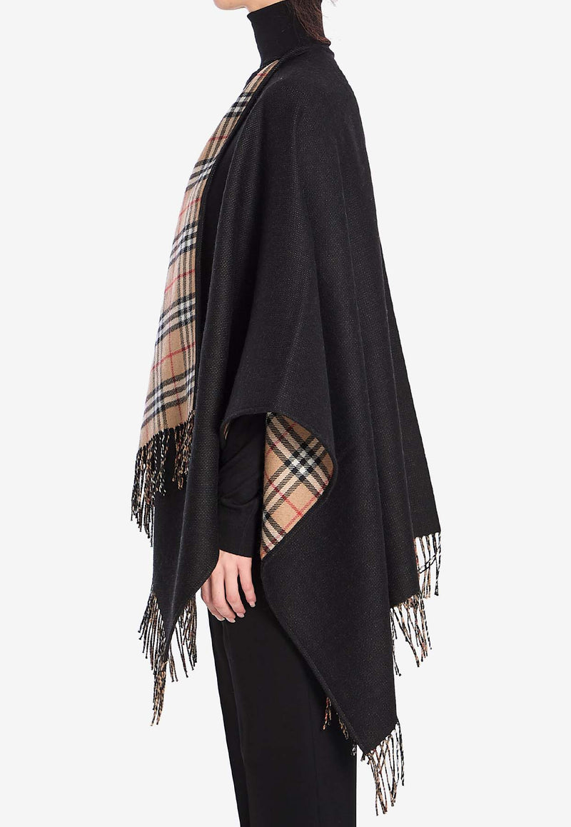 Burberry Wool Reversible Check Cape Black 8077897--A1189