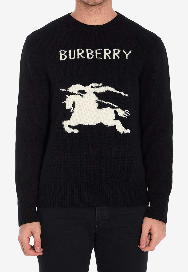 Burberry EKD Intarsia Knit Wool Sweater Black 8101952--A1189