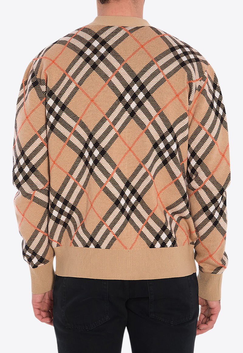 Burberry Signature Check Wool-Blend Cardigan Beige 8093494--B9368