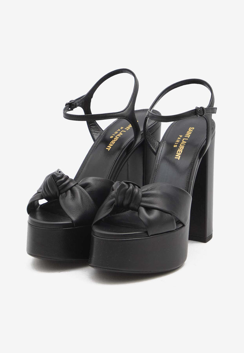 Saint Laurent Bianca 125 Leather Platform Sandals Black 606713-1N80-1000