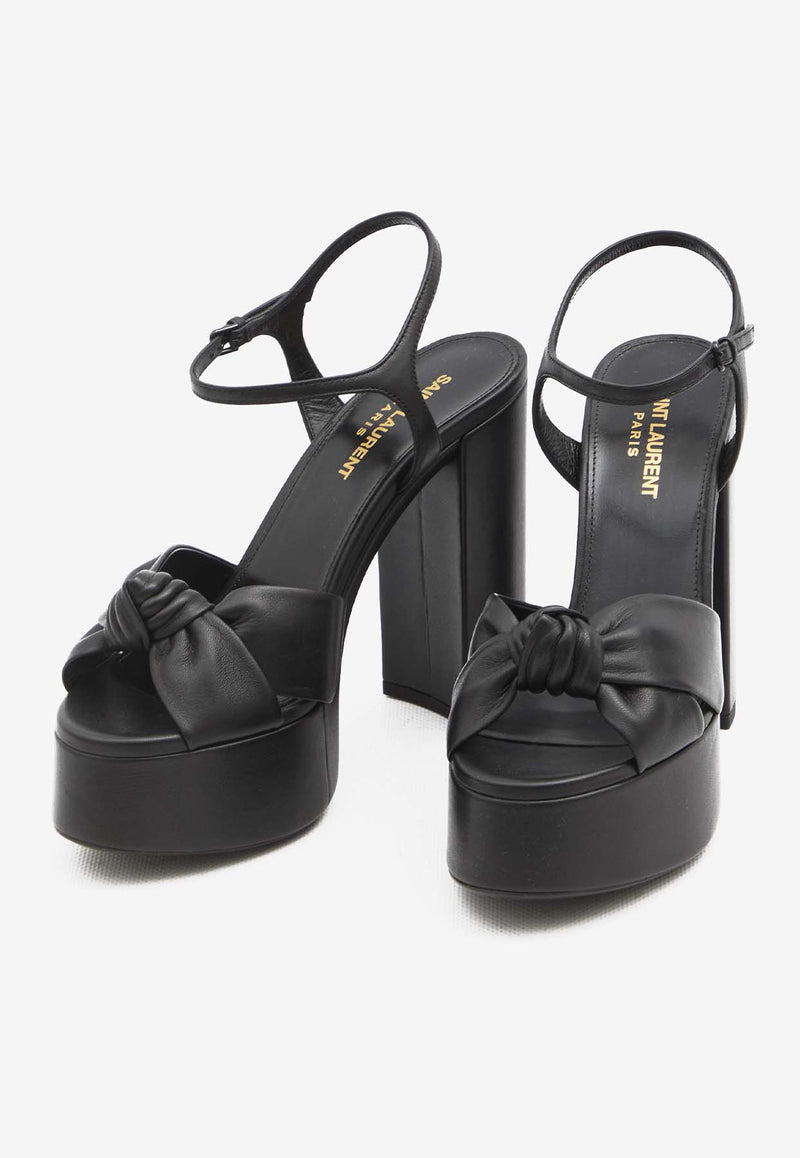 Saint Laurent Bianca 125 Leather Platform Sandals Black 606713-1N80-1000