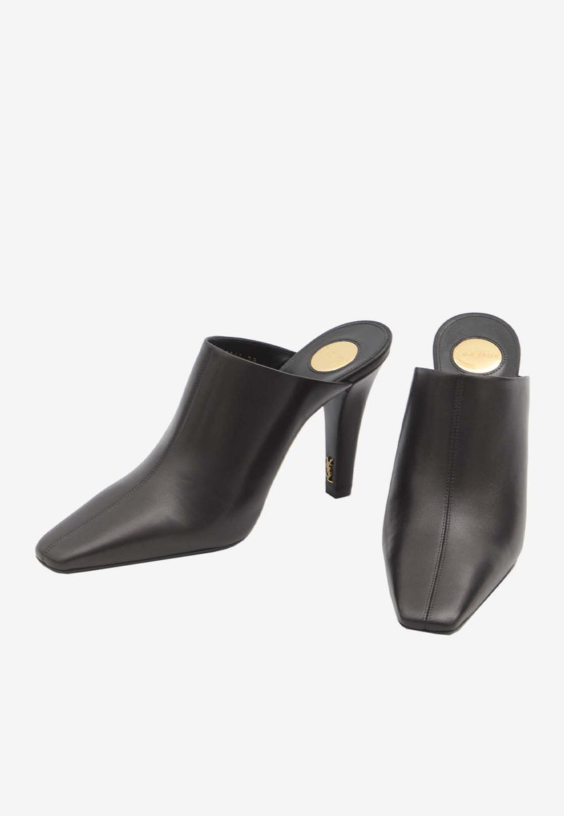 Saint Laurent Jill 95 Smooth Leather Mules Black 818049-AADGZ-1000