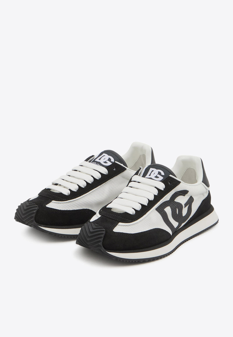 Dolce 
Gabbana DG Cushion Suede and Mesh Low-Top Sneakers Monochrome CS2288-A5355-8I050