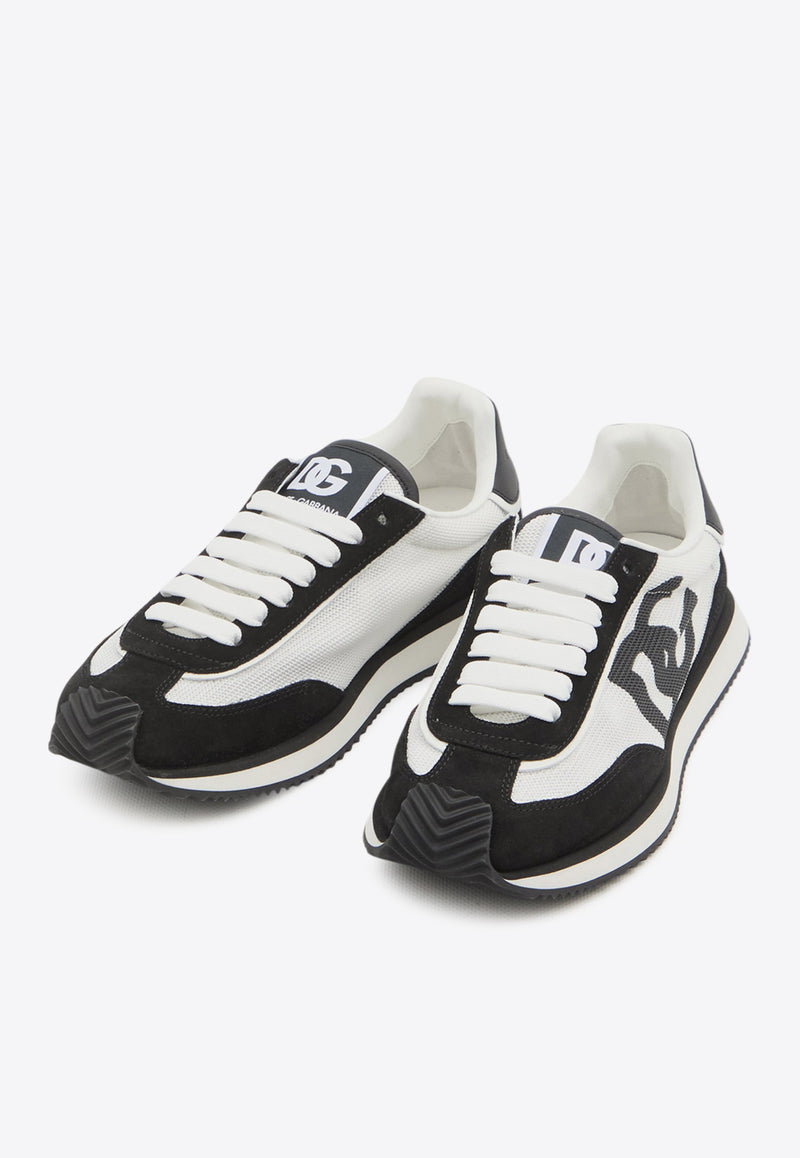 Dolce 
Gabbana DG Cushion Suede and Mesh Low-Top Sneakers Monochrome CS2288-A5355-8I050