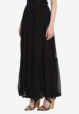 Saint Laurent Silk Ruffled Maxi Skirt  Black 823141-Y115W-1000