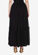 Saint Laurent Silk Ruffled Maxi Skirt  Black 823141-Y115W-1000