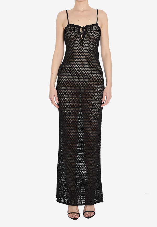 Saint Laurent Pointelle Knit Sleeveless Maxi Dress 822287-Y76VX-1000