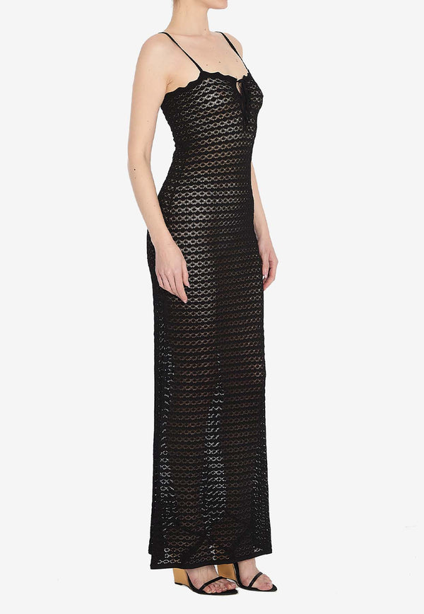 Saint Laurent Pointelle Knit Sleeveless Maxi Dress 822287-Y76VX-1000