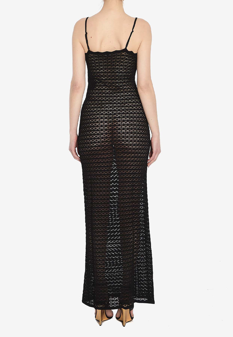 Saint Laurent Pointelle Knit Sleeveless Maxi Dress 822287-Y76VX-1000