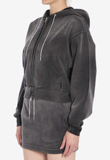 Alexander Wang Cropped Zip-Up Washed Hoodie Gray 4CC1252112--013C