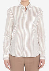 Saint Laurent Striped Long-Sleeved Shirt Beige 823671-Y6E77-9260