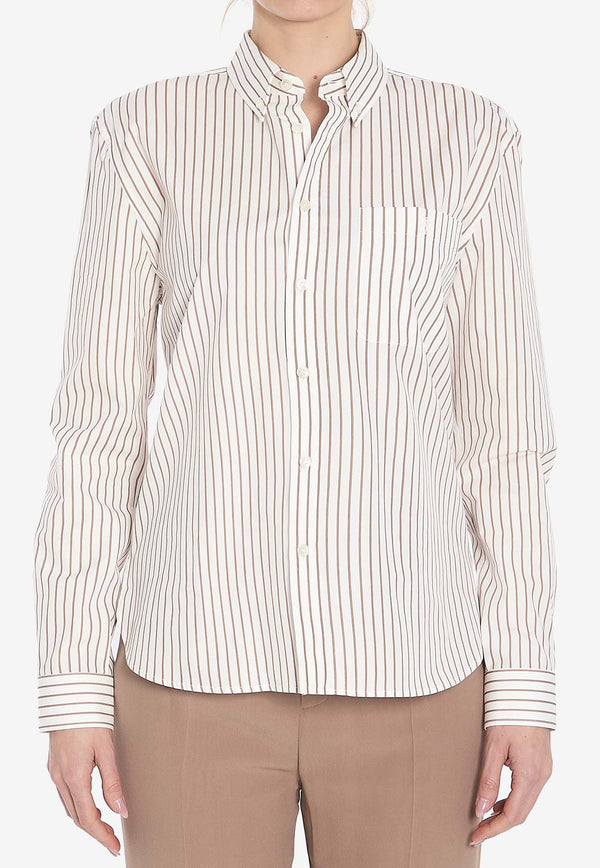 Saint Laurent Striped Long-Sleeved Shirt Beige 823671-Y6E77-9260