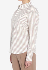 Saint Laurent Striped Long-Sleeved Shirt Beige 823671-Y6E77-9260