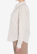 Saint Laurent Striped Long-Sleeved Shirt Beige 823671-Y6E77-9260