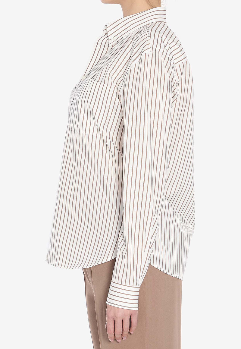 Saint Laurent Striped Long-Sleeved Shirt Beige 823671-Y6E77-9260