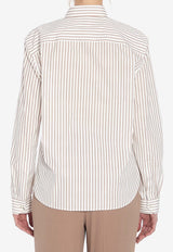 Saint Laurent Striped Long-Sleeved Shirt Beige 823671-Y6E77-9260