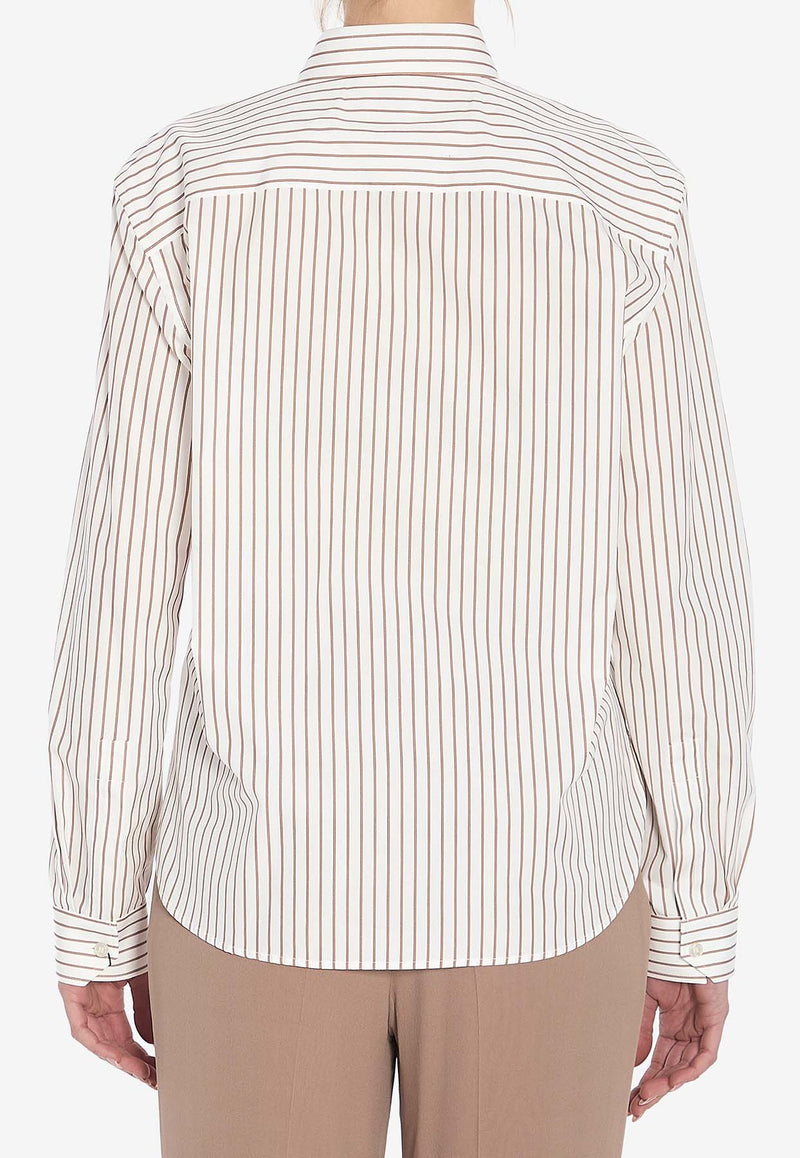 Saint Laurent Striped Long-Sleeved Shirt Beige 823671-Y6E77-9260