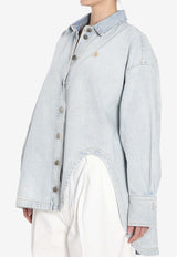 The Attico Diana Asymmetrical Oversized Shirt  Sky Blue 250WCB00068-DDD085SS-024