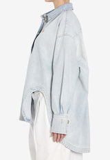 The Attico Diana Asymmetrical Oversized Shirt  Sky Blue 250WCB00068-DDD085SS-024