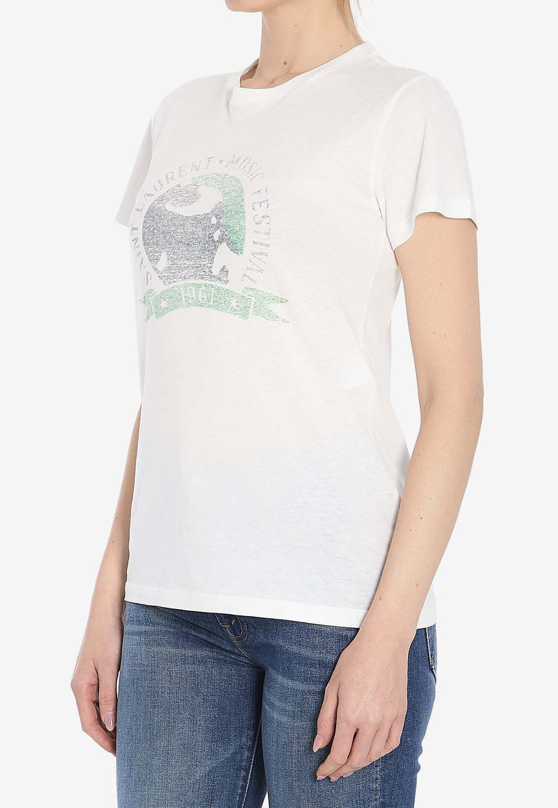 Saint Laurent Music Festival Printed T-shirt White 817047-Y37YJ-9010