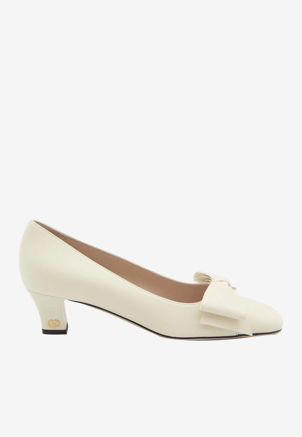 Valentino Bowow 45 Leather Pumps Ivory 6W2S0LB5-DDT-098