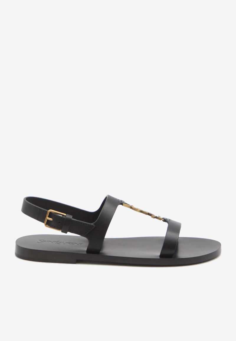 Saint Laurent Cassandre Calf Leather Sandals Black 818294-DWEDD-1000