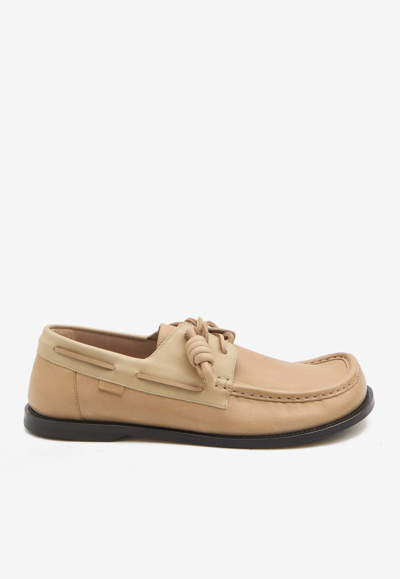 Loewe Campo Calfskin Boat Shoes Sand M816S08X01--3977