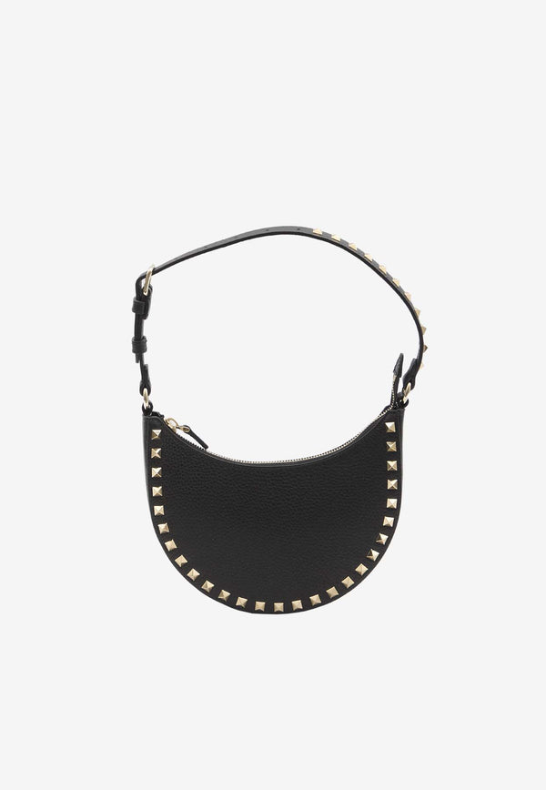 Valentino Mini Rockstud Calf Leather Hobo Bag Black 6W2P0AI7-VSH-0NO