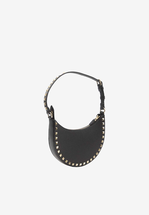 Valentino Mini Rockstud Calf Leather Hobo Bag Black 6W2P0AI7-VSH-0NO