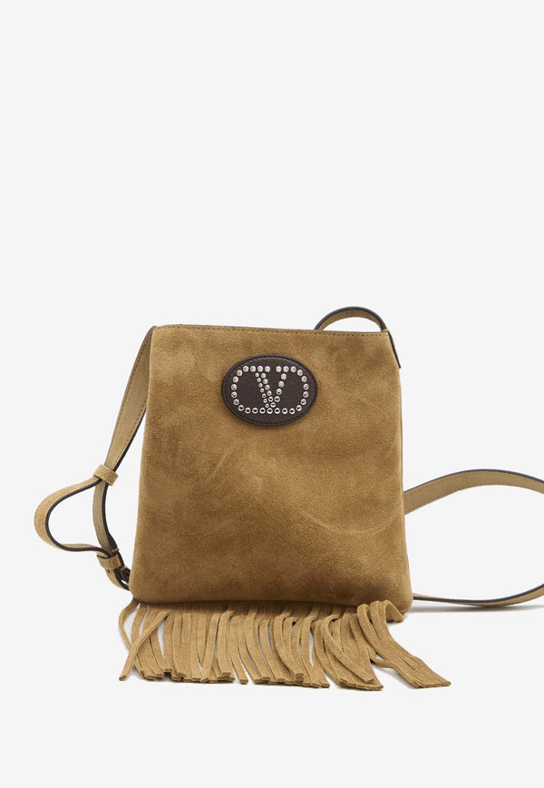 Valentino Small Nellcote Suede Shoulder Bag  Brown 6W2B0R30-TYW-RG7