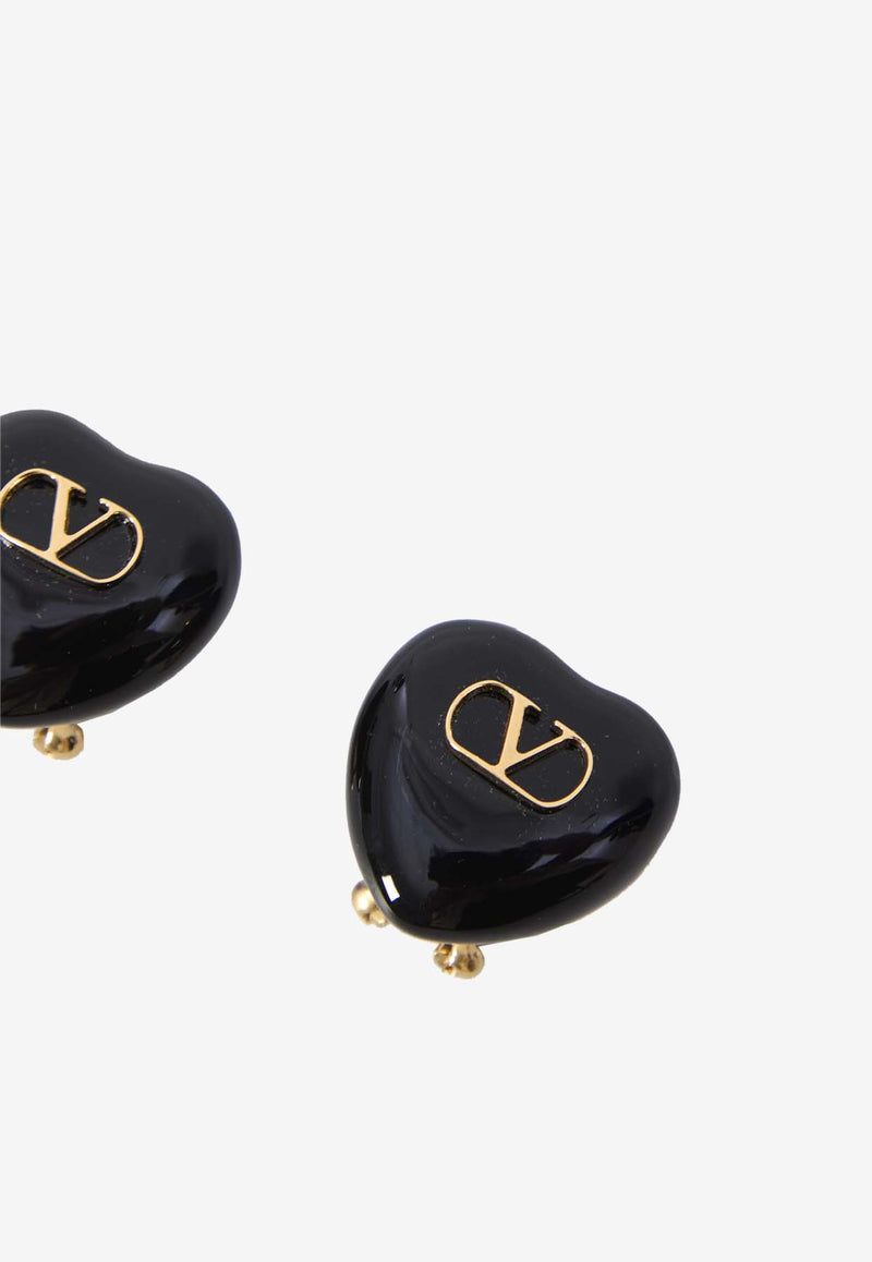 Valentino VLogo Coeur Royal Earrings Black 6W2J0Y10-MJP-0RN