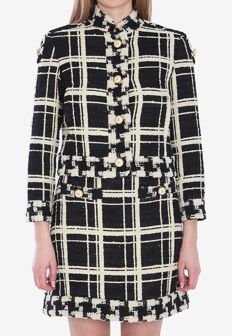 Valentino Macro Check Tweed Jacket Black 6B3CJ3Q5-90N-0NA