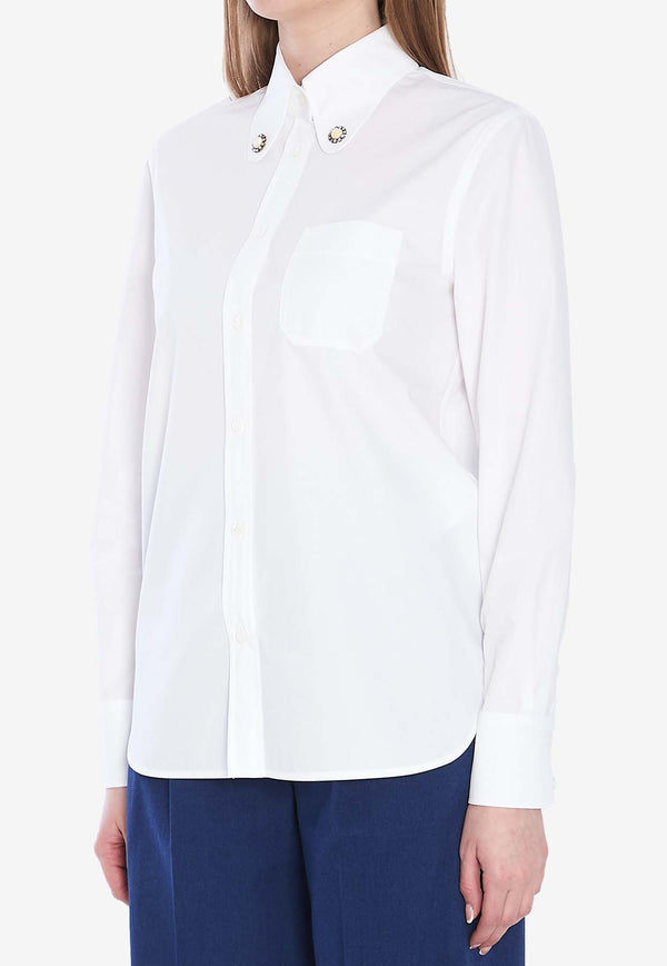 Valentino Jewel Embellished Long-Sleeved Shirt White 6B3AB780-5A6-001