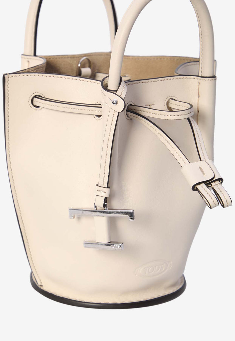 Tod
s Mini Leather Bucket Bag White XBWBUZK0100-UPP-B015