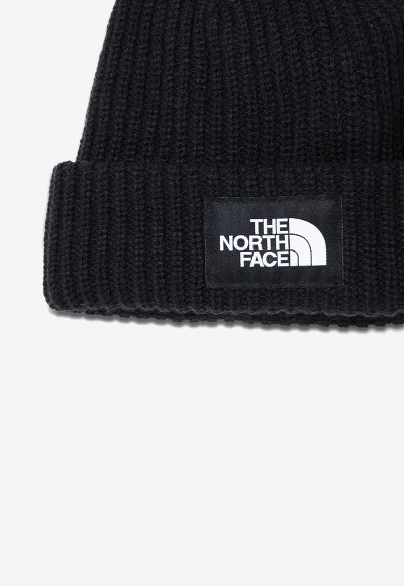 The North Face Logo Patch Ribbed Beanie Black NF0A7WG8PL/P_NORTH-JK31