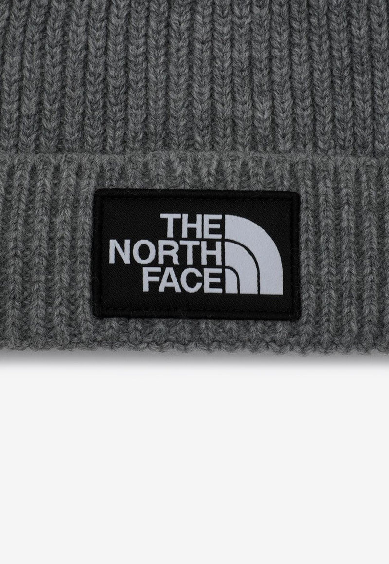 The North Face Kids Boys Logo Patch Ribbed Beanie Gray NF0A7WGCPL/P_NORTH-DYY1